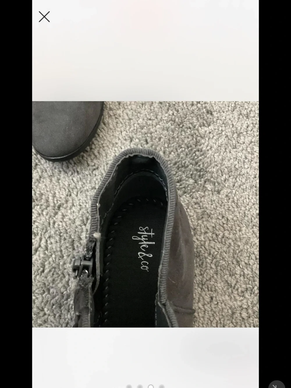 Style & Co. Charcoal Suede Ankle Booties with Side Zip